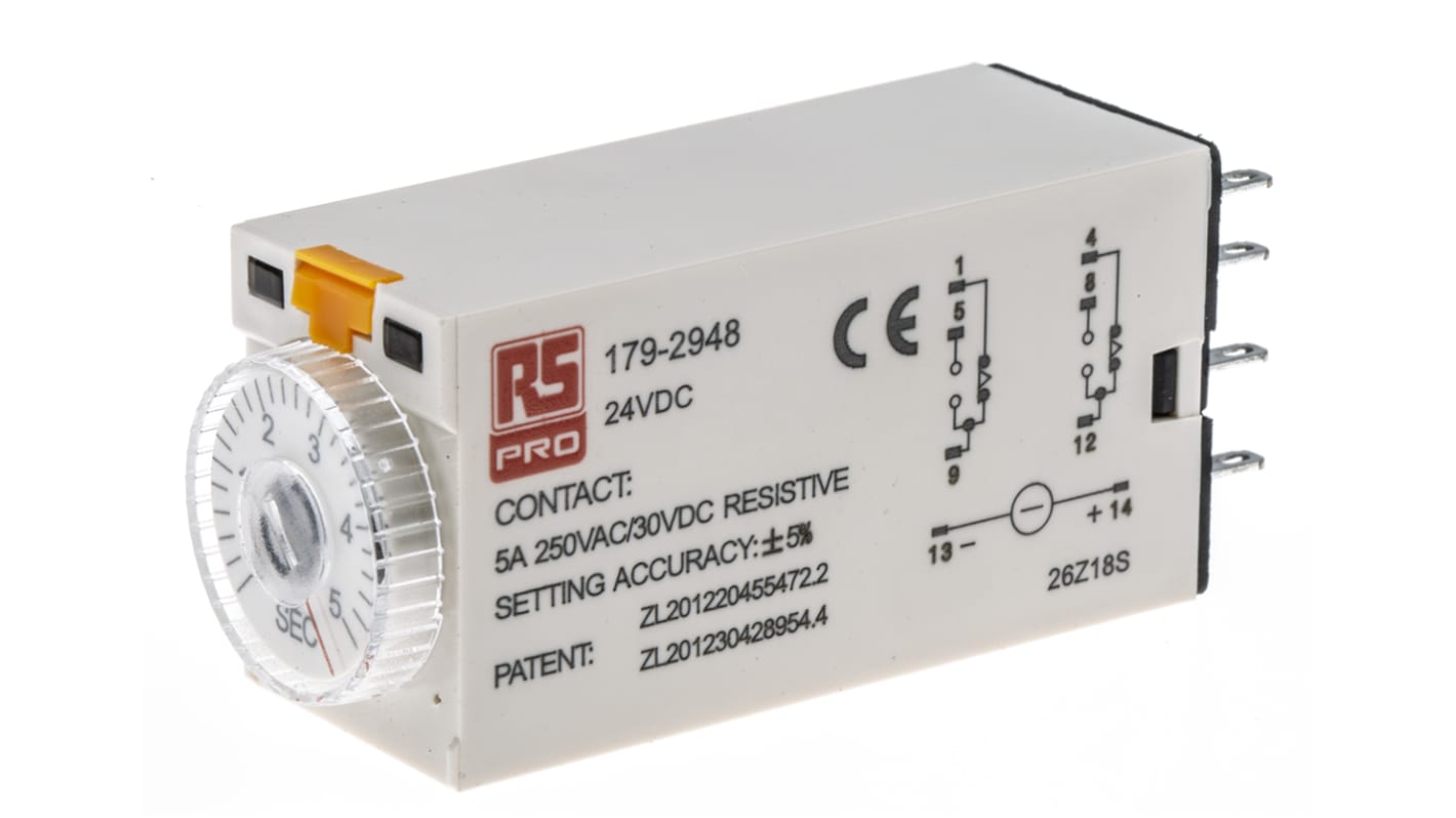 RS PRO タイマーリレー, 24V dc, プラグイン , オンディレー