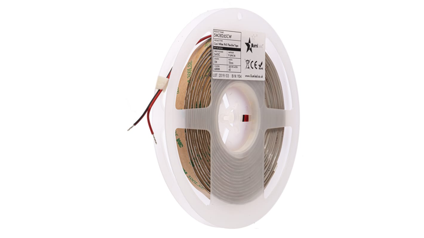 PowerLED 24V dc White LED Strip Light, 4000K Colour Temp, 5m Length