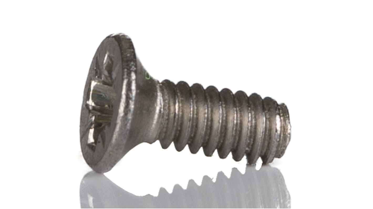 RS PRO Pozi Countersunk A2 304 Stainless Steel Machine Screws DIN 965, M2x5.0mm