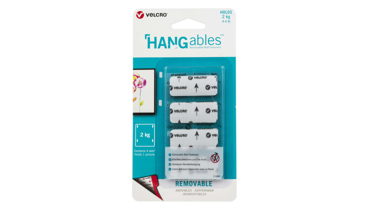 Velcro HANGables 44 x 19 mm White Adhesive Hook x 4