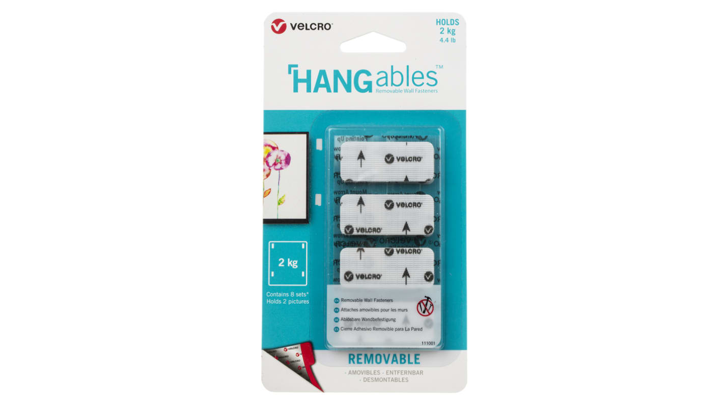 Velcro HANGables 44 x 19 mm White Adhesive Hook x 8