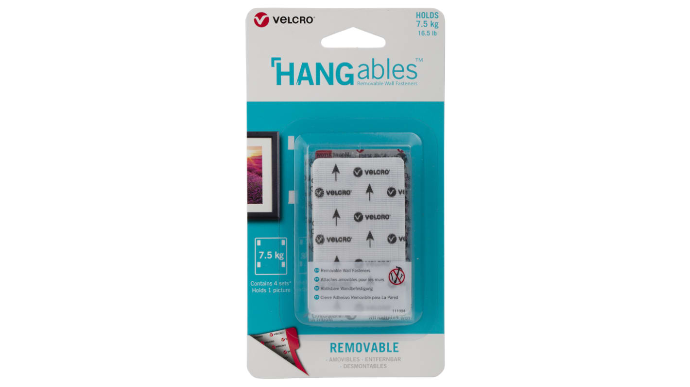 Velcro HANGables 76 x 44 mm White Adhesive Hook x 4