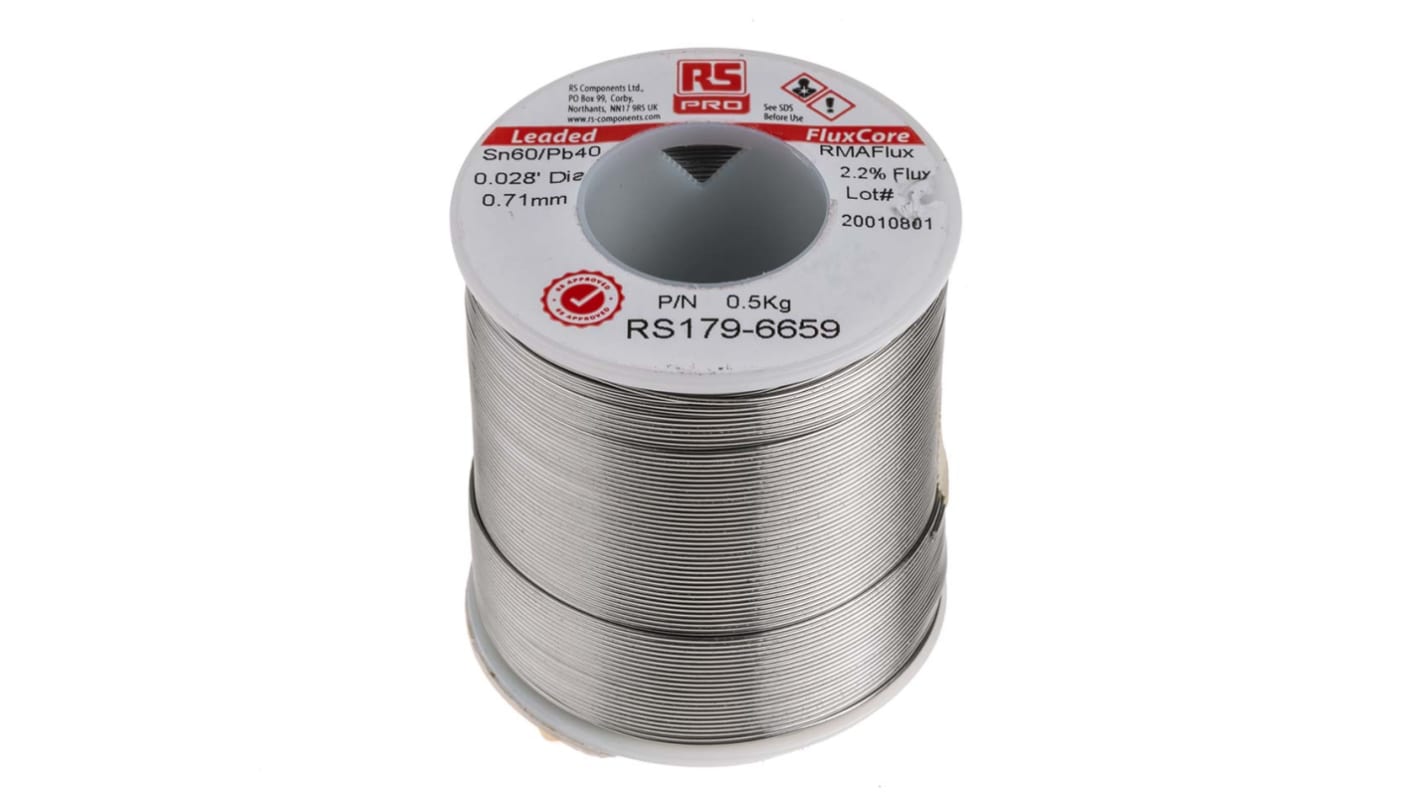 RS PRO Wire, 0.7mm Lead solder, 183°C Melting Point