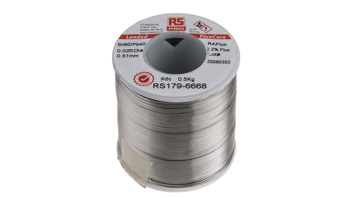 RS PRO Wire, 0.5mm Lead solder, 183°C Melting Point