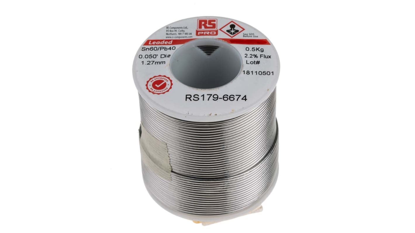 RS PRO Wire, 1.2mm Lead solder, 183°C Melting Point