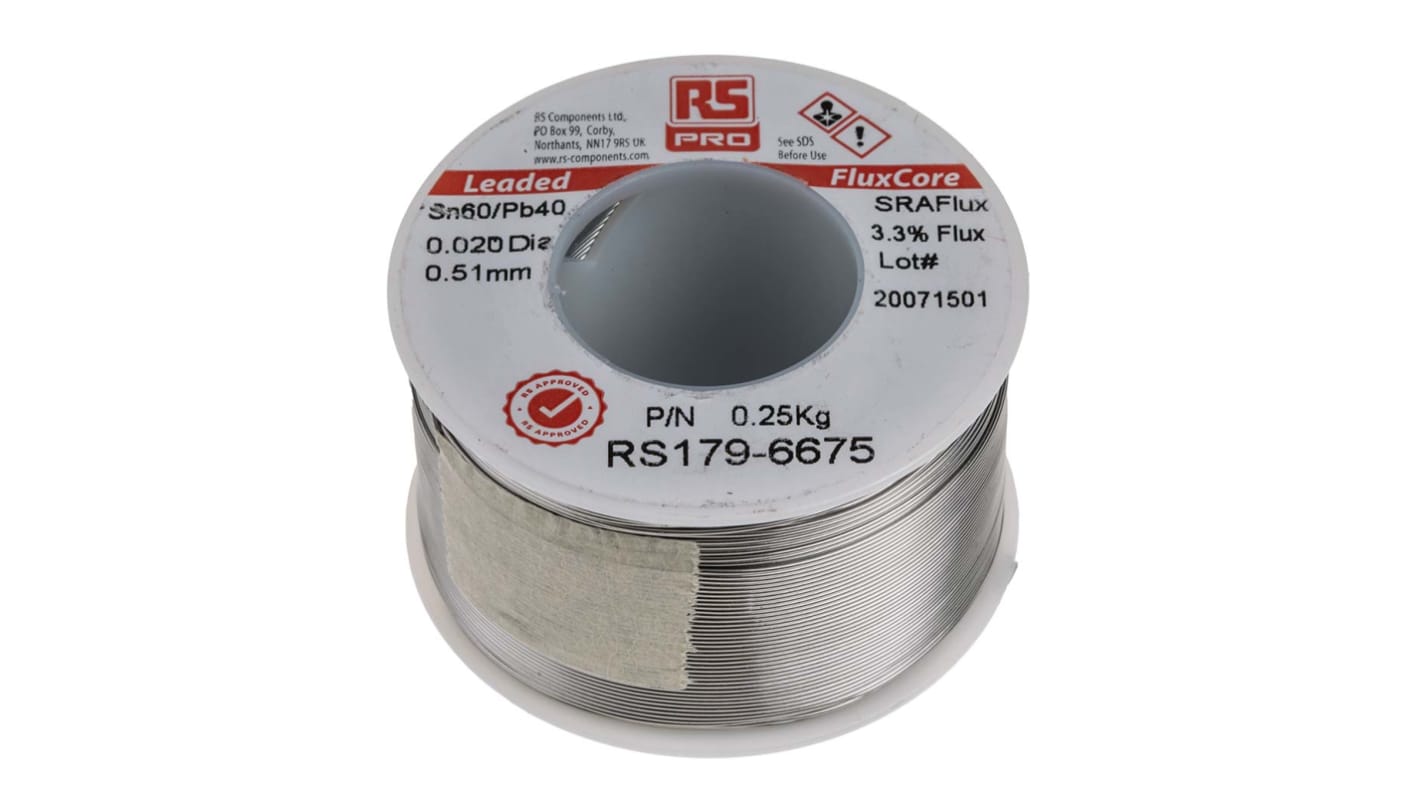RS PRO Wire, 0.5mm Lead solder, 183°C Melting Point