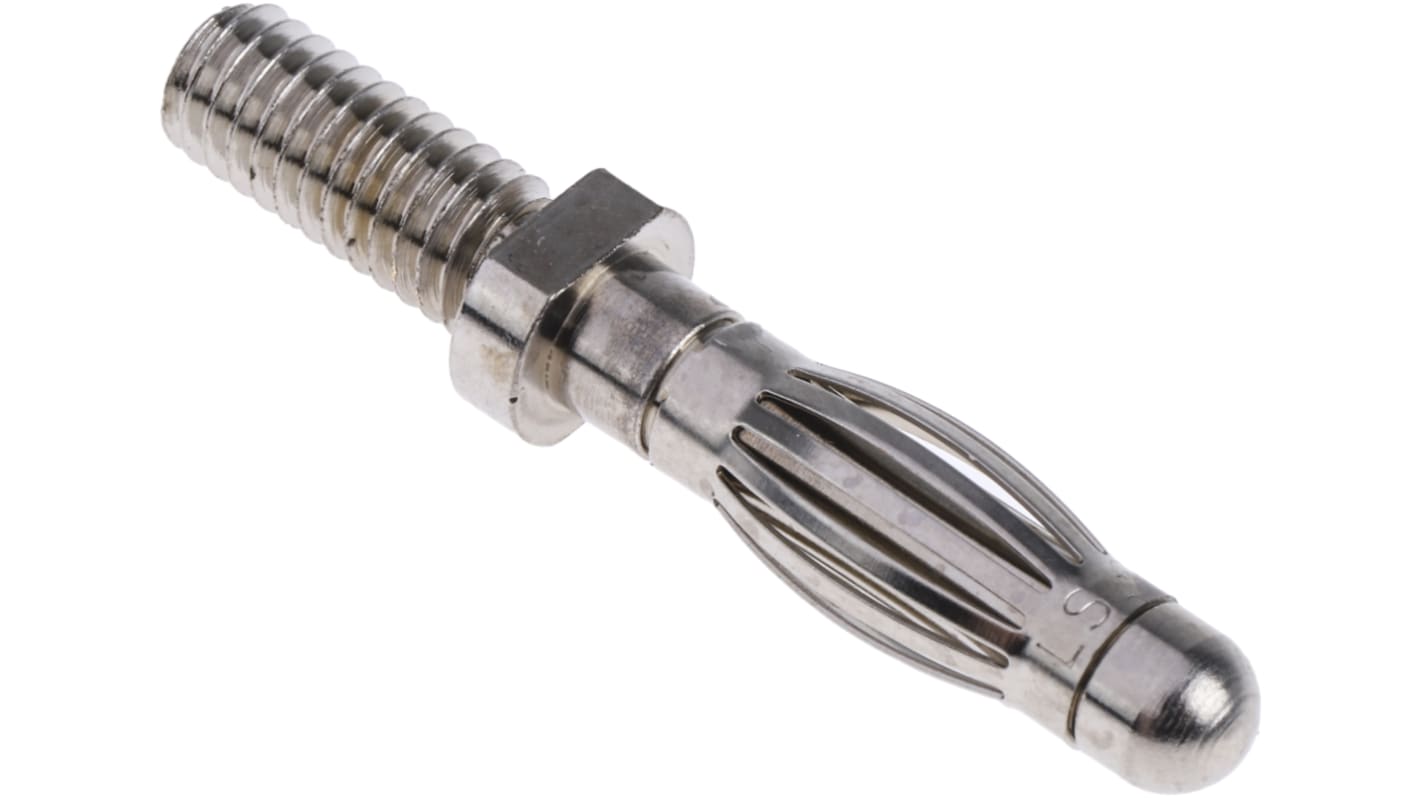Schutzinger 4 mm香蕉插头, 33 V ac, 70V 直流, 32A, M4 螺纹式, 30mm长, 镀镍