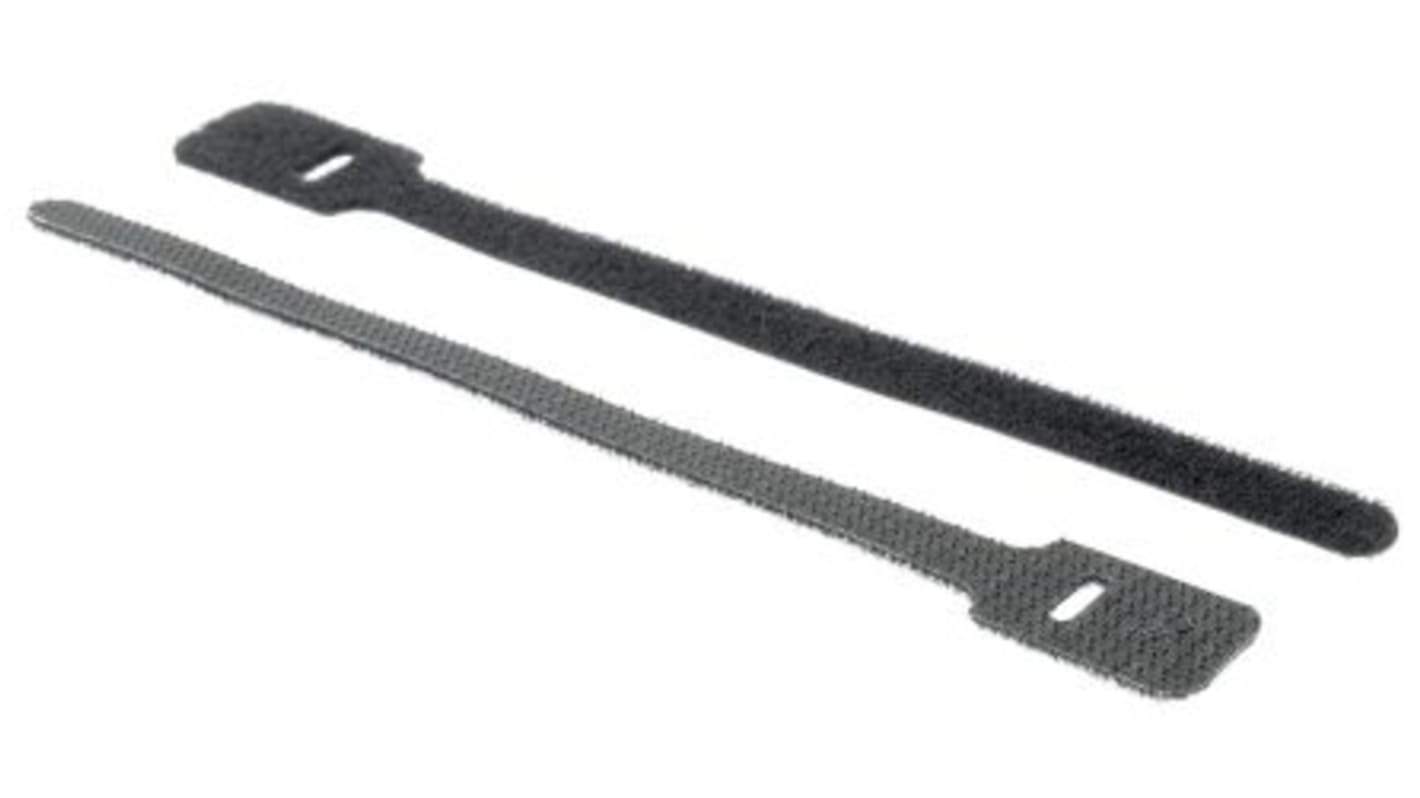 RS PRO Cable Tie, Hook and Loop, 150mm x 17 mm, Black Nylon