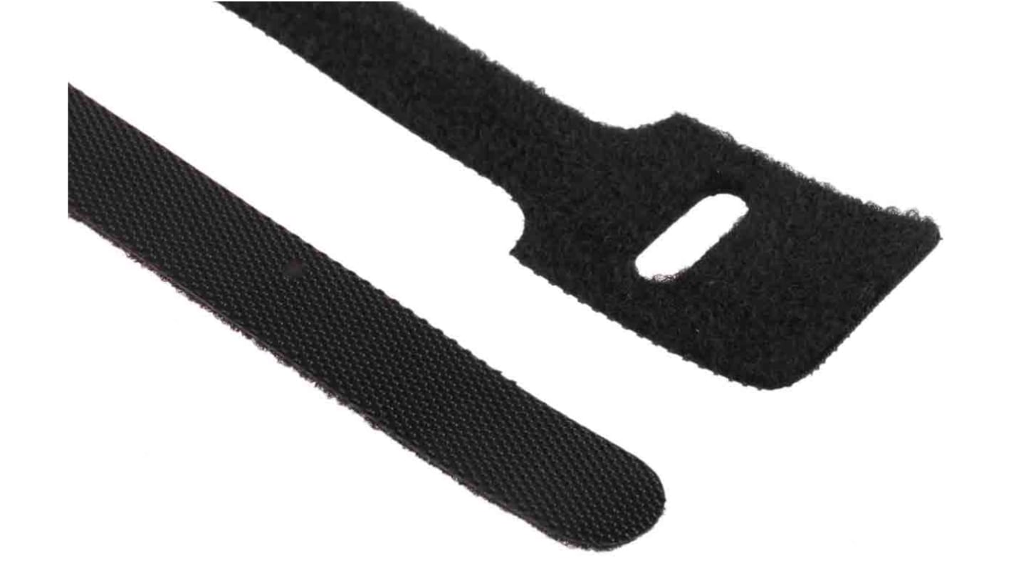 RS PRO Nylon 66 Kabelbinder Klett Schwarz 25 mm x 225mm