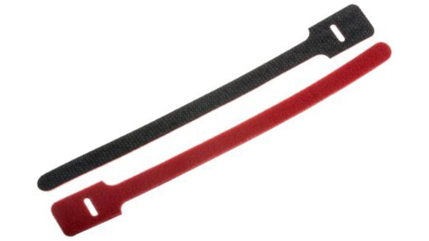 RS PRO Cable Tie, Hook and Loop, 225mm x 25 mm, Red Nylon