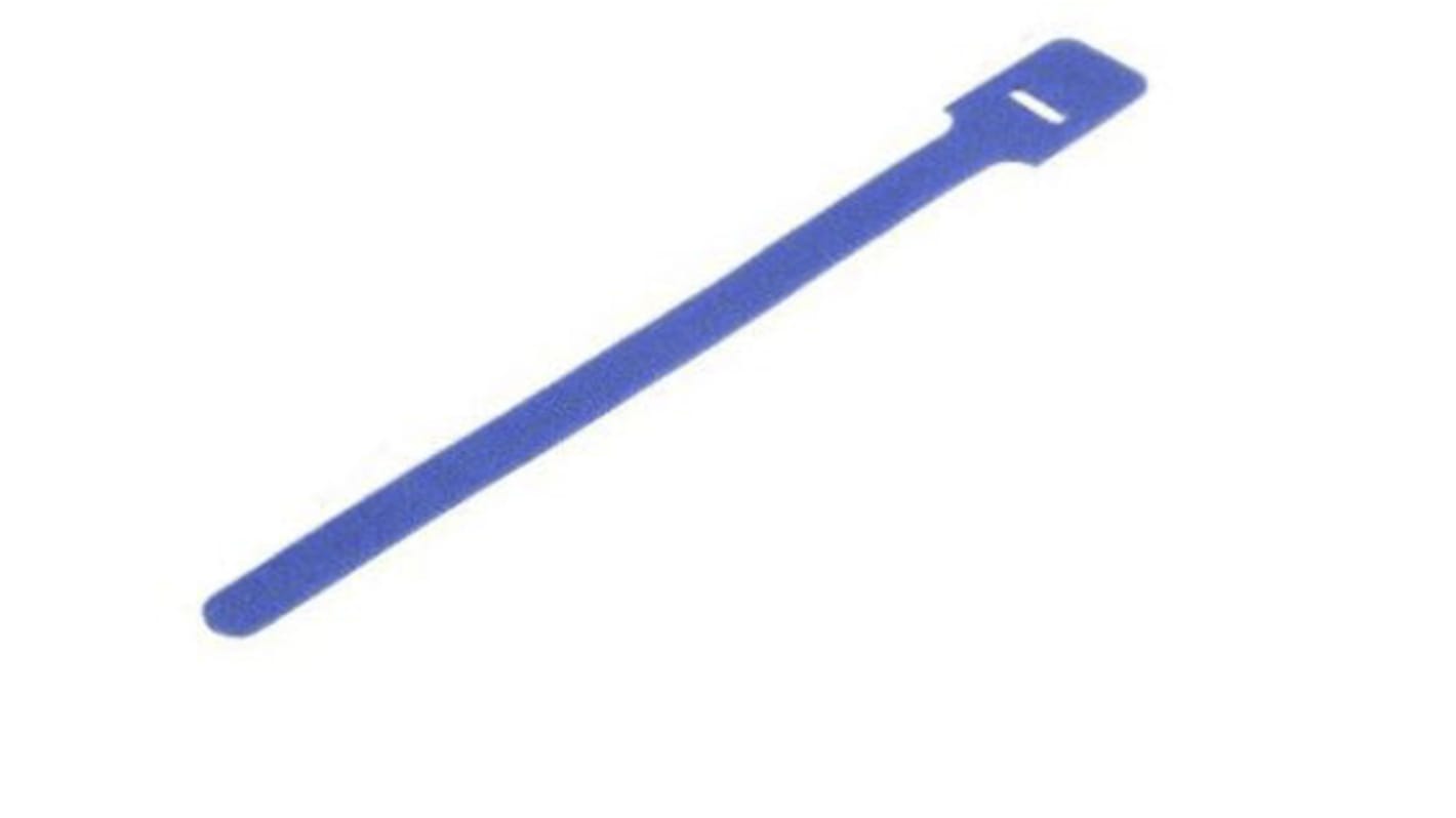 RS PRO Cable Tie, Hook and Loop, 225mm x 25 mm, Blue Nylon