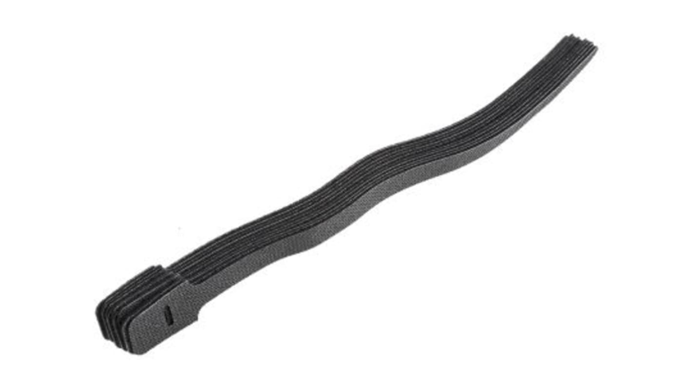 RS PRO Cable Tie, Hook and Loop, 325mm x 25 mm, Black Nylon