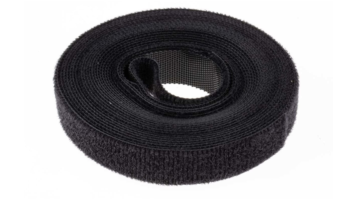 RS PRO Cable Tie, Hook and Loop, 5m x 16 mm, Black Nylon