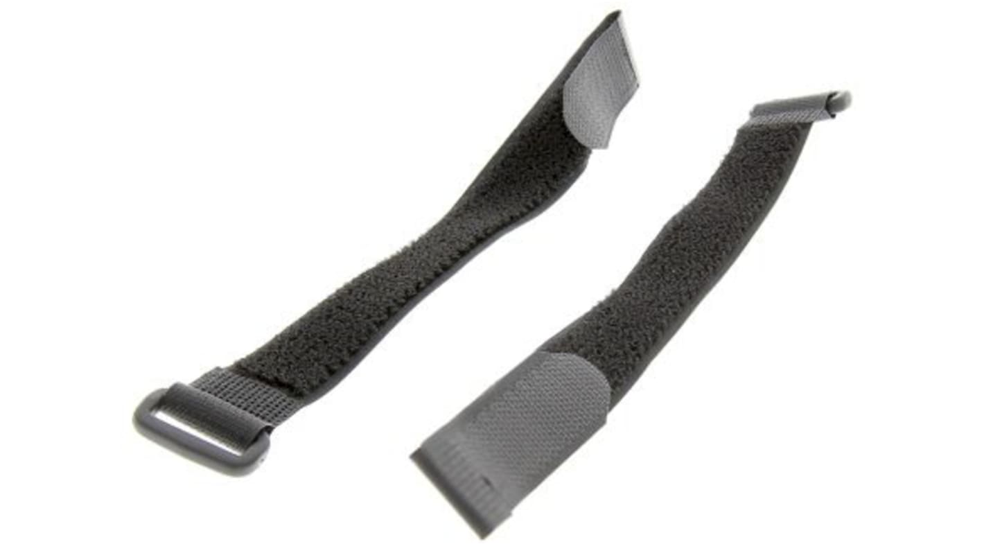 RS PRO Cable Tie, Hook and Loop, 310mm x 20 mm, Black Nylon, Pk-10