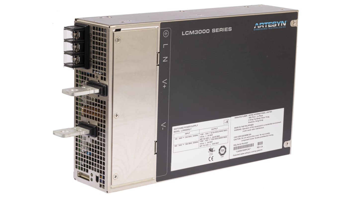 Artesyn / Advanced Energy 3kW开关电源, 24V 直流, 125A, 底盘安装