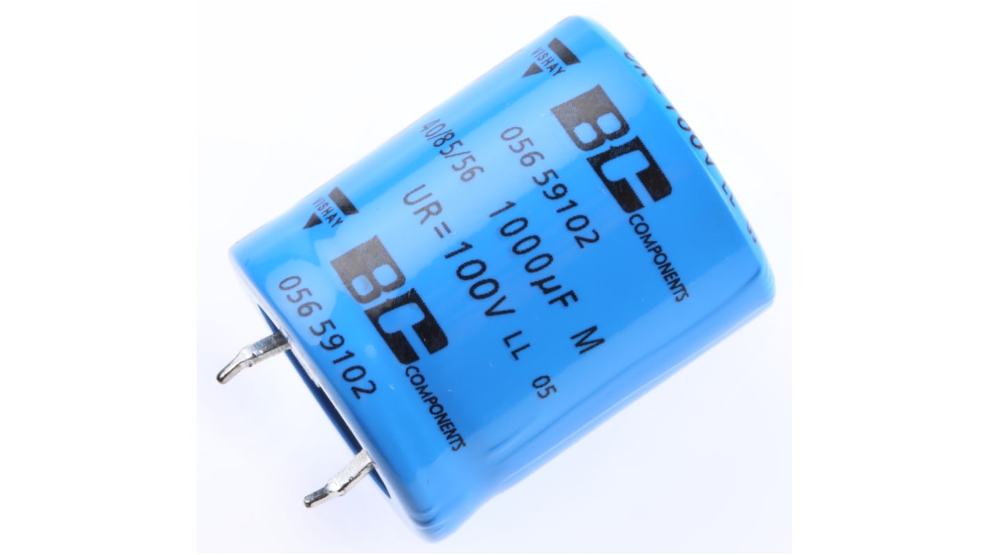 Vishay 056 PSM-SI Snap-In Aluminium-Elektrolyt Kondensator 1000μF ±20% / 100V dc, Ø 25mm x 30mm, +85°C