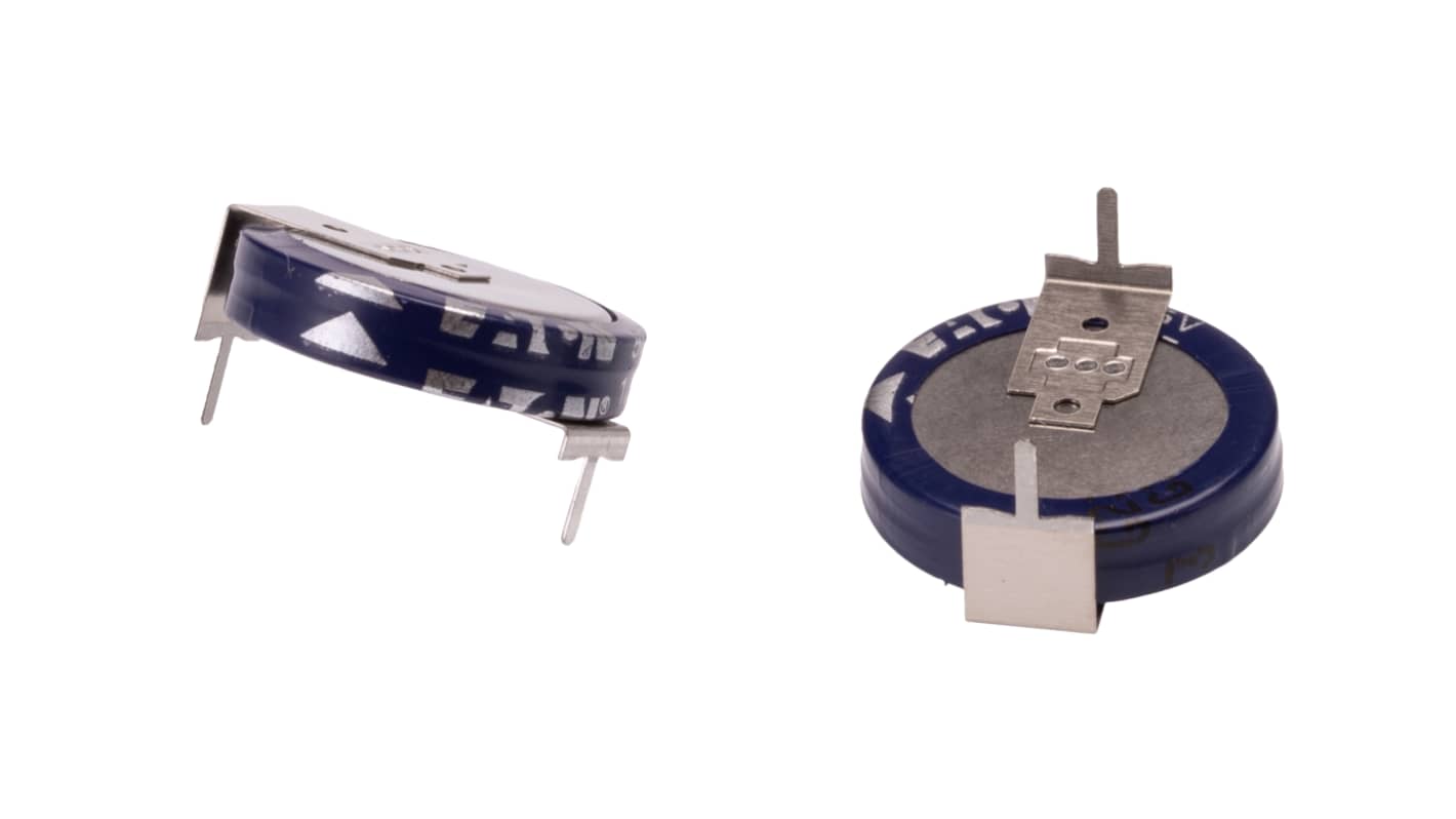 Superkondenzátor 1F -20 → +80% 30Ω 5.5V dc, Průchozí otvor, 19 (Dia.) x 6.7mm Eaton