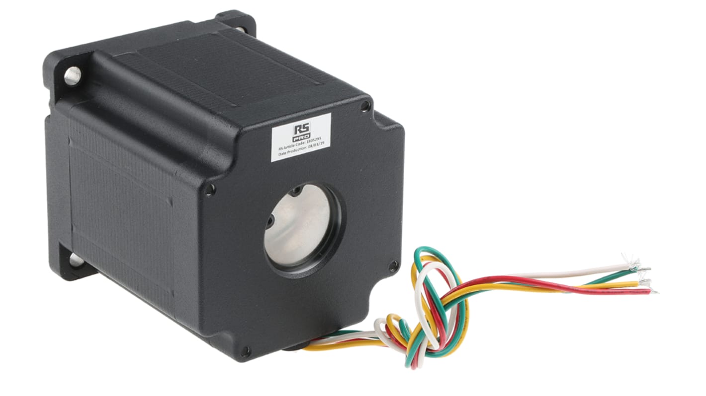 RS PRO Hybrid Stepper Motor, 2.56 V, 1.8°, 85.85 x 85.85mm Frame, 12.7mm Shaft