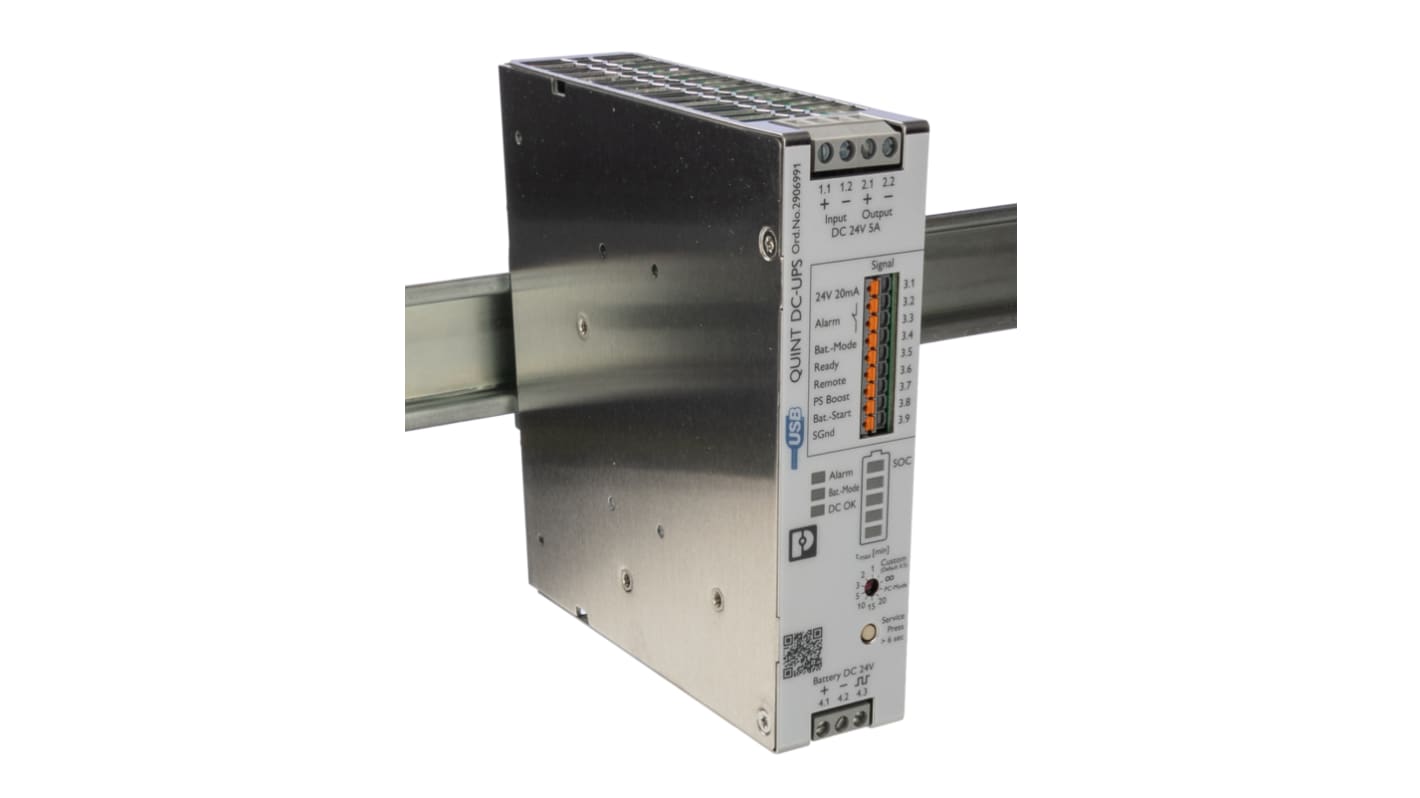 Phoenix Contact 18 → 30V dc Input DIN Rail Uninterruptible Power Supply (240W), QUINT4