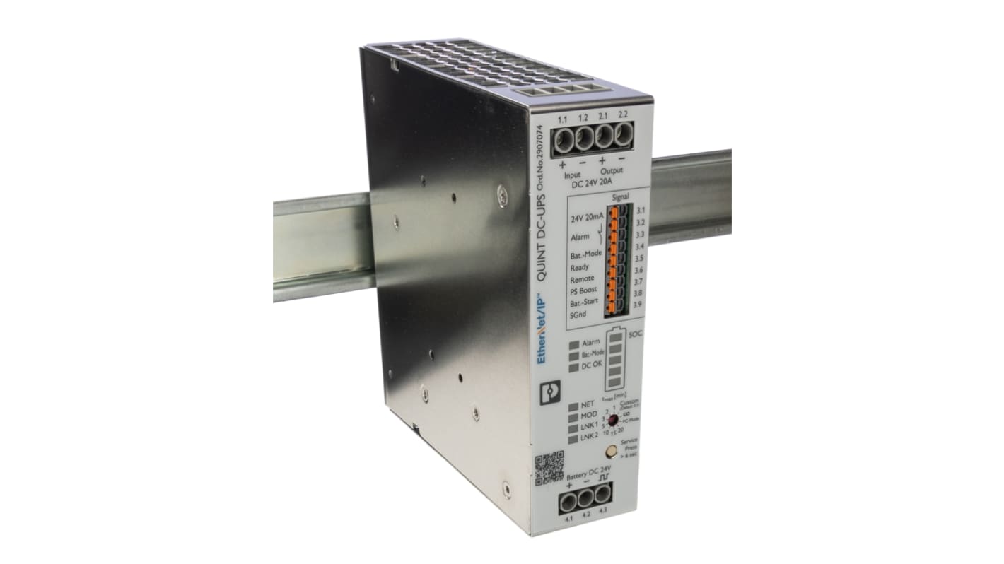 Phoenix Contact 18 → 30V dc Input DIN Rail Uninterruptible Power Supply (740W), QUINT4