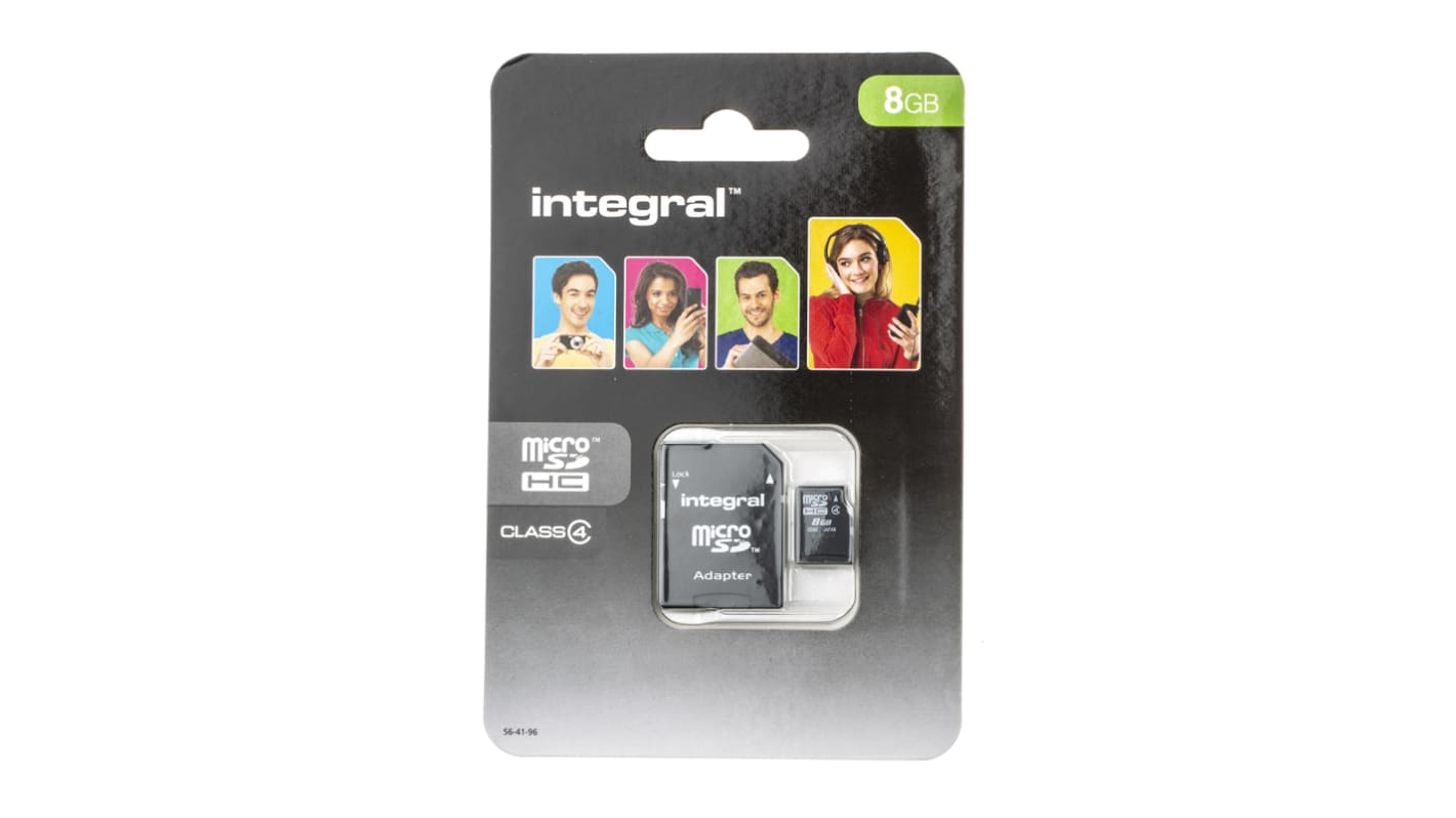 Integral Memory 8 GB MicroSDHC卡, Class 4, 0 → +60°C