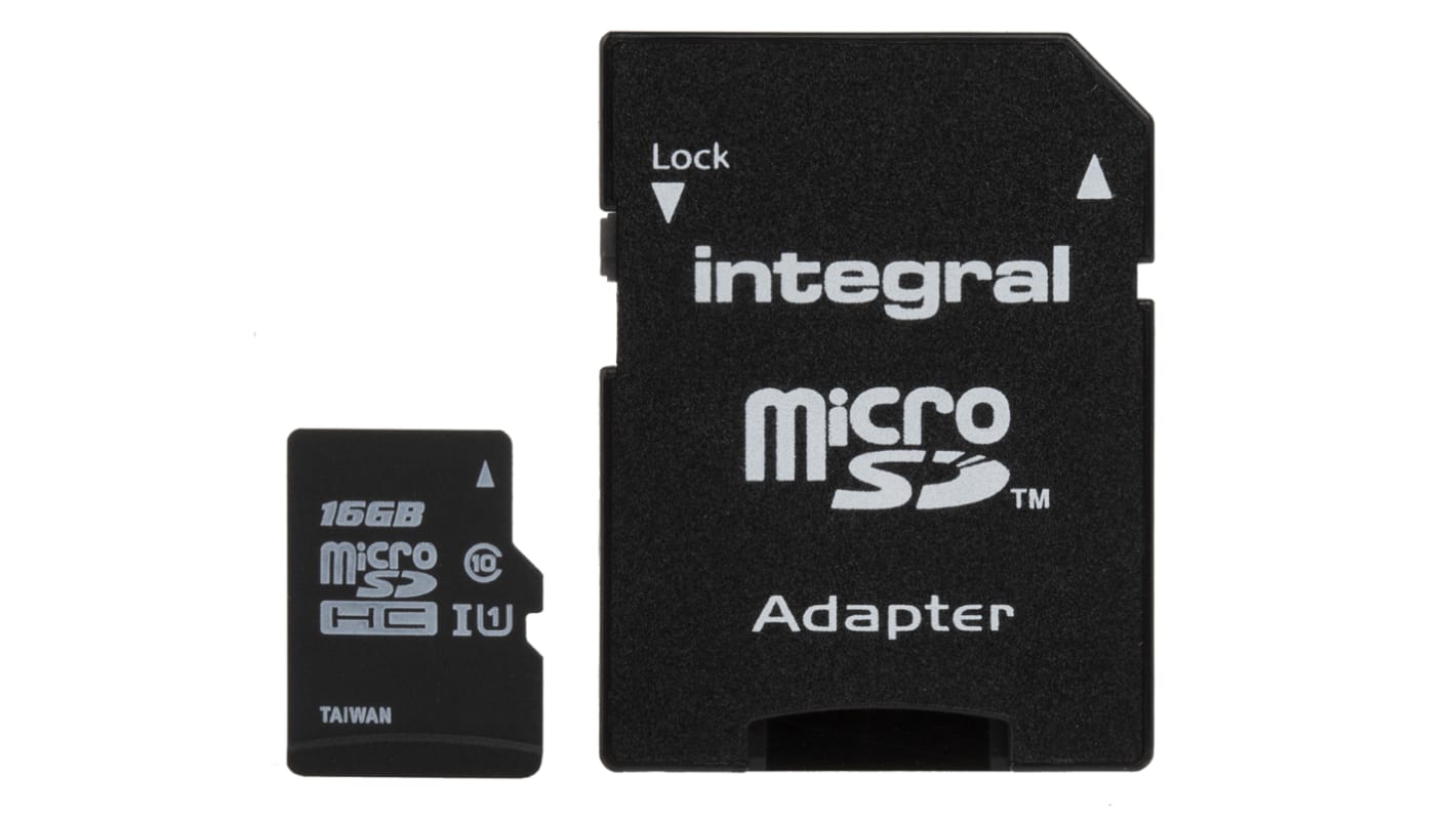 Integral Memory 16 GB MicroSDHC卡, Class 10, UHS-1 U1, 0 → +60°C