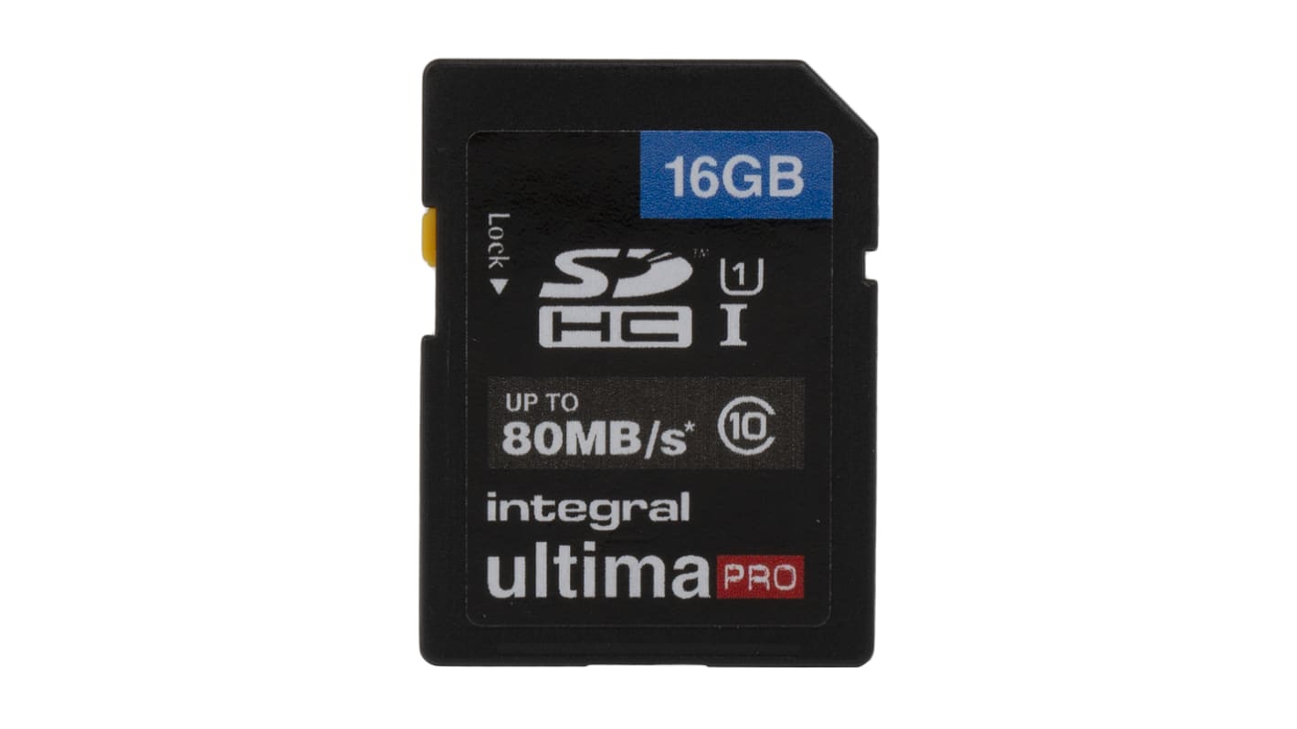 Integral Memory 16 GB SDHC卡, HC, Class 10, UHS-1 U1, 1920x, 0 → +70°C, ultimaPRO系列