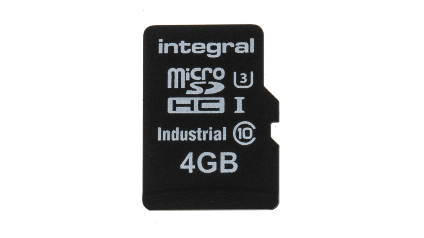 Integral Memory 4 GB 工业MicroSDHC卡, SLC, UHS-1, -40 → +85°C, Industrial系列