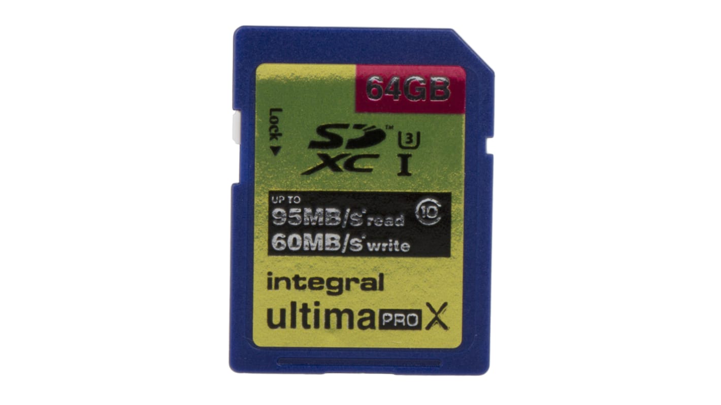 Integral Memory 64 GB SDXC SD Card, Class 10, UHS-1 U3