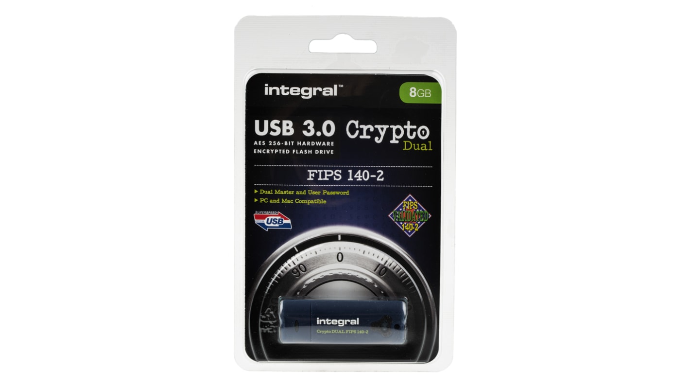 Integral Memory Crypto Dual 8 GB USB 3.0 USB Flash Drive