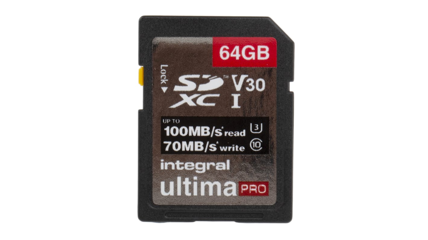 Integral Memory 64 GB SDXC SD Card, Class 10, UHS-1 U3