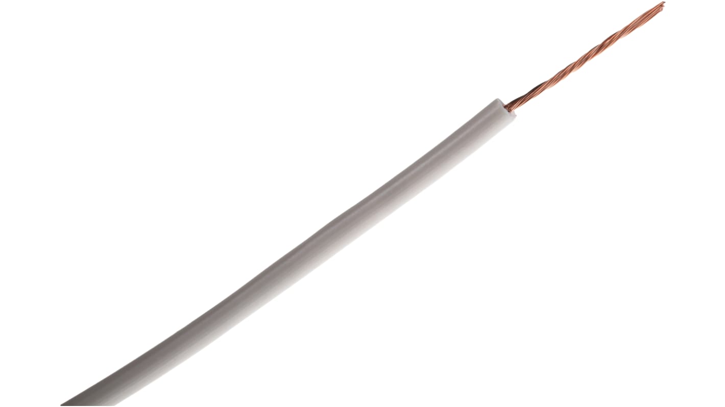 RS PRO White 0.5mm² Hook Up Wire, 22 AWG, 16/0.2 mm, 100m, PVC TI3 Insulation