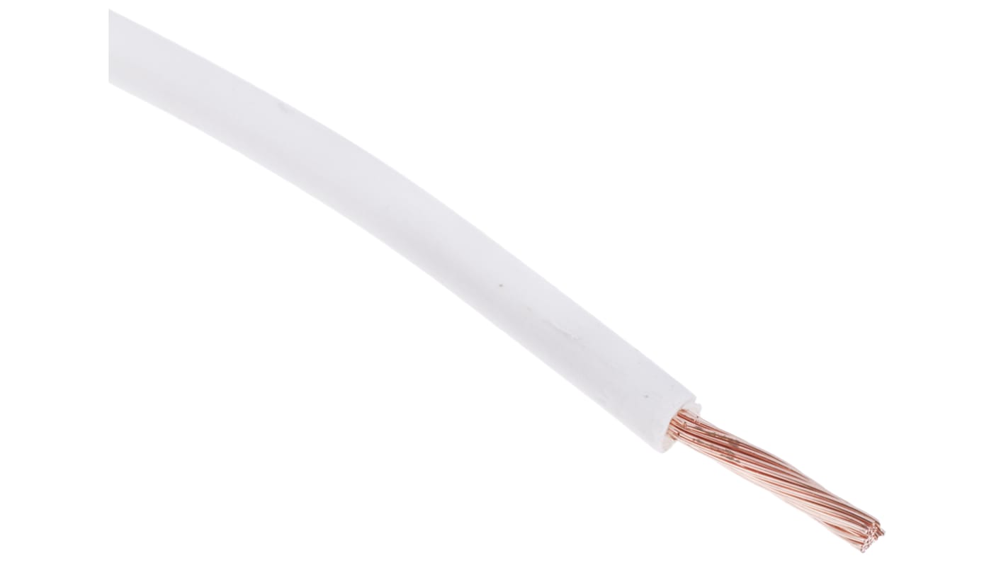 RS PRO White 0.75mm² Hook Up Wire, 20 AWG, 24/0.2 mm, 100m, PVC TI3 Insulation