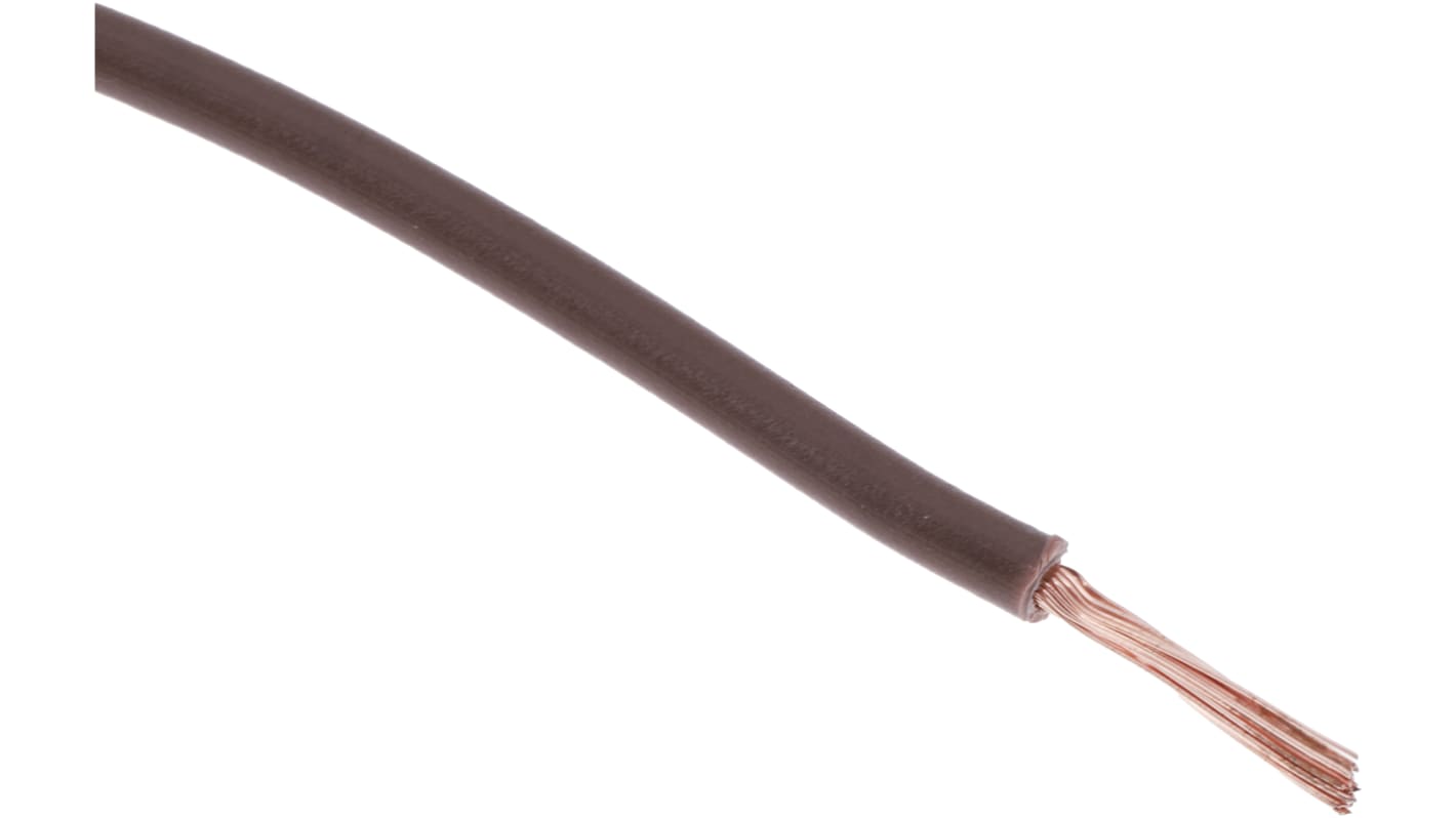 RS PRO Brown 1mm² Tri-rated Cable, 18 AWG, 32/0.2 mm, 100m, PVC TI3 Insulation