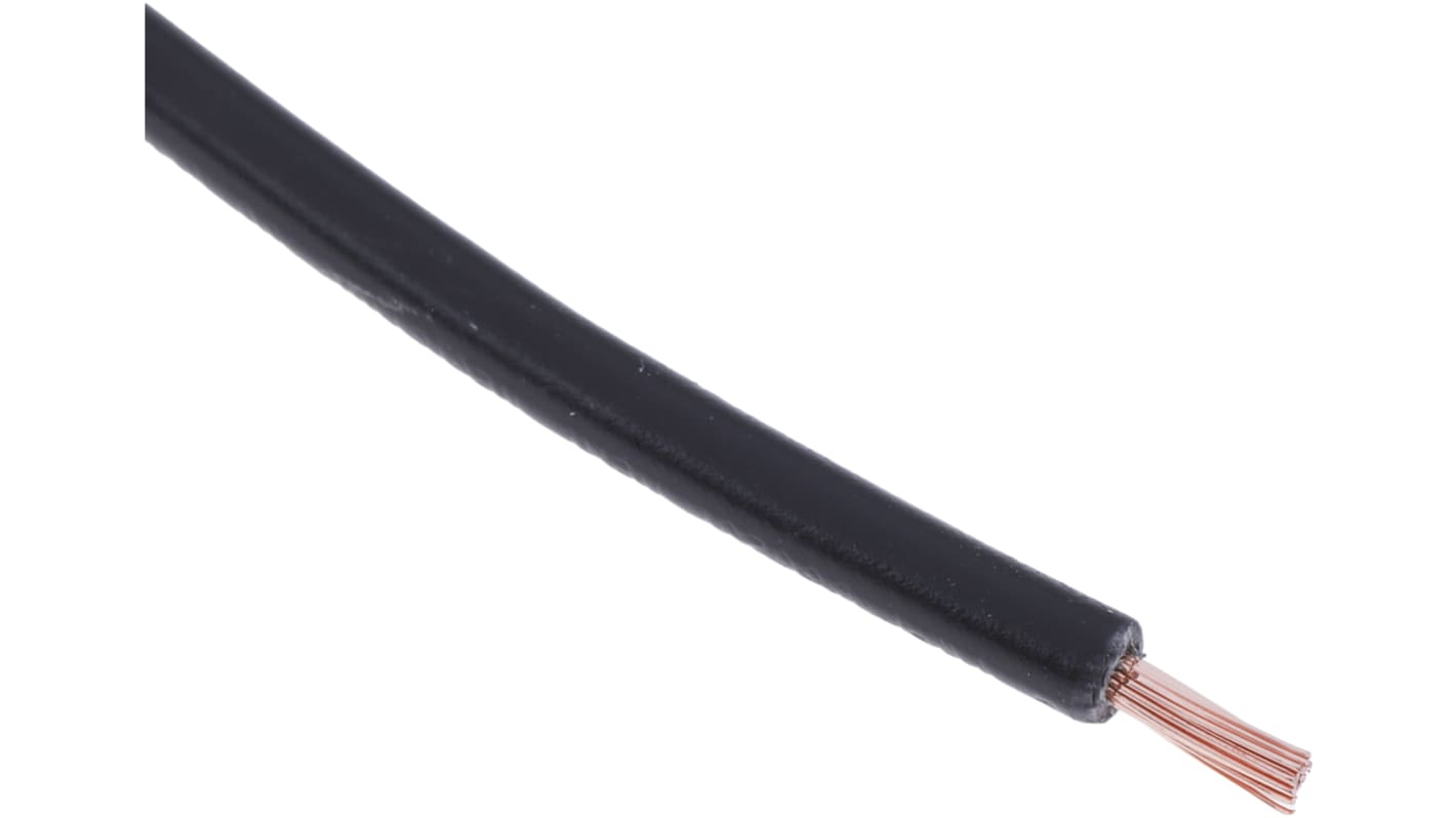 RS PRO Black 1mm² Hook Up Wire, 18AWG, 32/0.2 mm, 100m, PVC TI3 Insulation