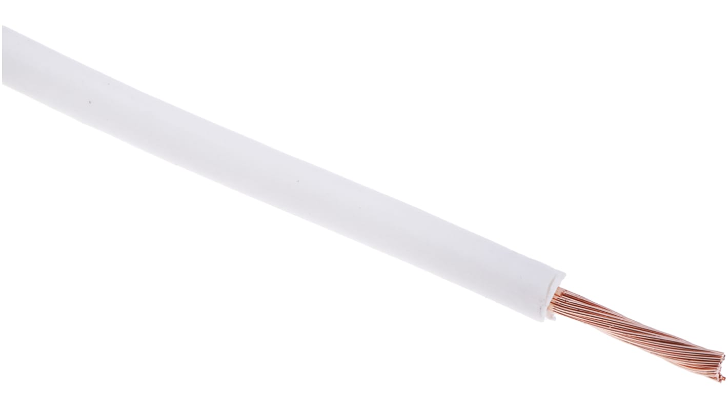 RS PRO 白色电线, 1mm2, 100m长, 18AWG, 1 kV 直流，600 V 交流, 最高105°C, PVC TI3绝缘
