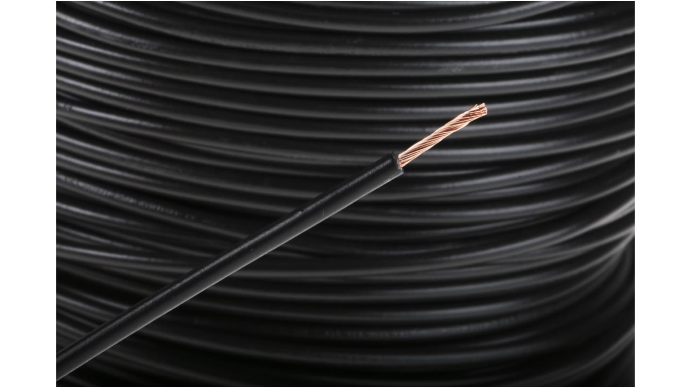 Cable de conexión RS PRO, área transversal 1.5mm² Filamentos del Núcleo 30/0.25 mm Negro, 1 kV dc, 600 V ac, long.
