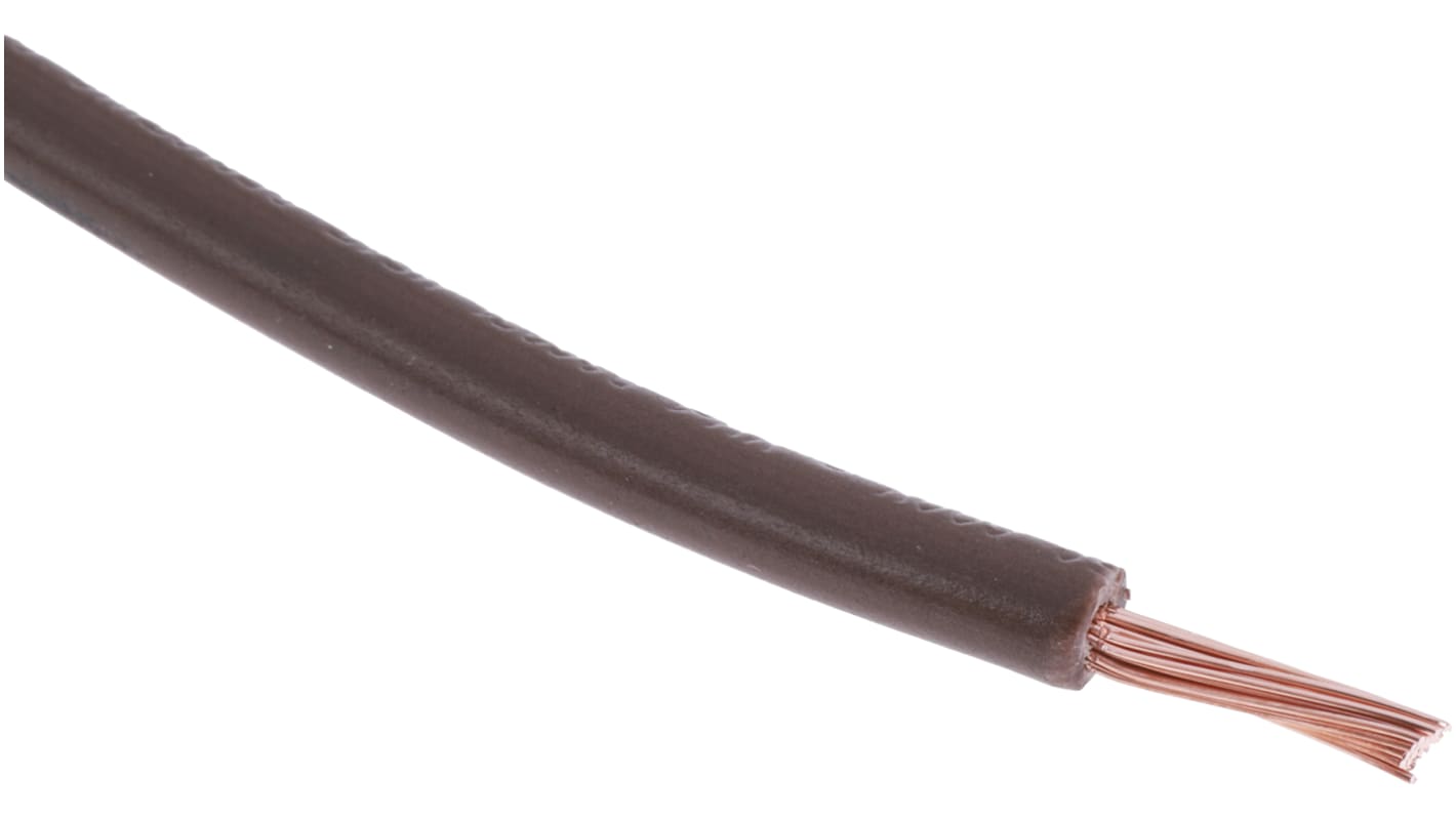 RS PRO 棕色电线, 1.5mm², 100m长, 16 AWG, 1 kV 直流，600 V 交流, 最高105°C, PVC TI3绝缘