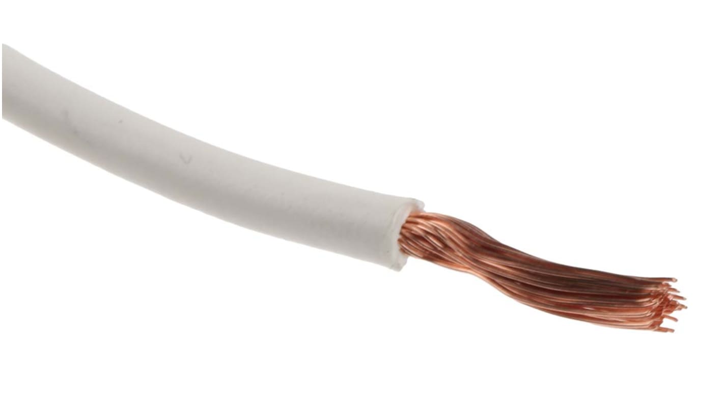 RS PRO White 2.5mm² Hook Up Wire, 14 AWG, 50/0.25 mm, 100m, PVC TI3 Insulation