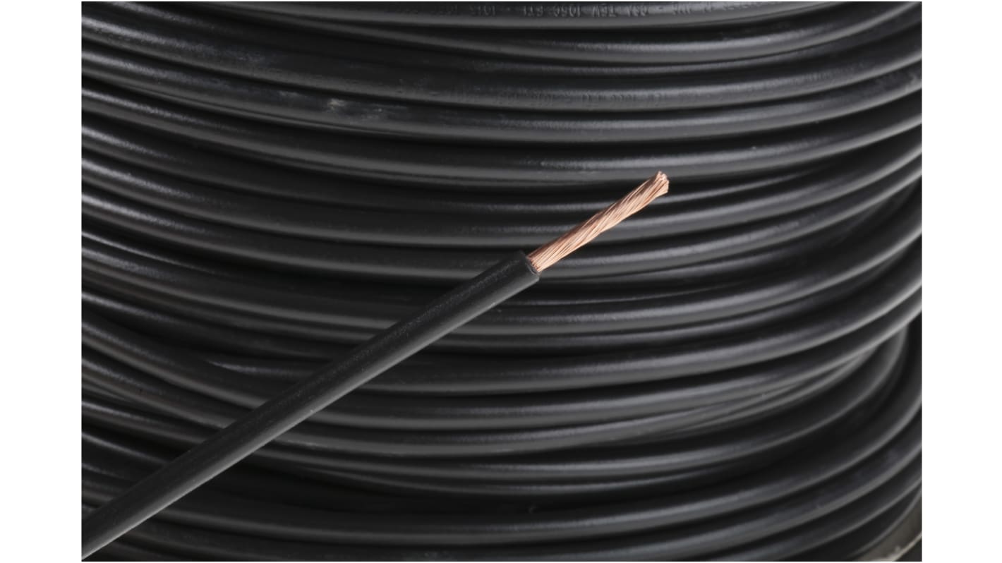 RS PRO Black 2.5mm² Hook Up Wire, 14 AWG, 50/0.25 mm, 100m, PVC TI3 Insulation