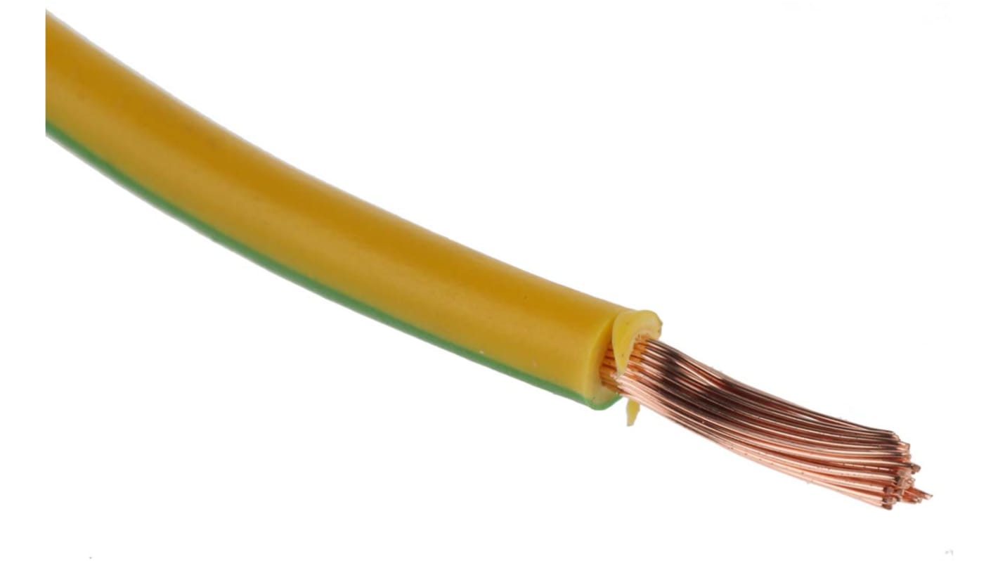 Cavo di collegamento apparecchiature RS PRO, 2.5mm², 14 AWG, , 1 kV c.c., 600 V c.a., 100m, Verde-Giallo, UL1015