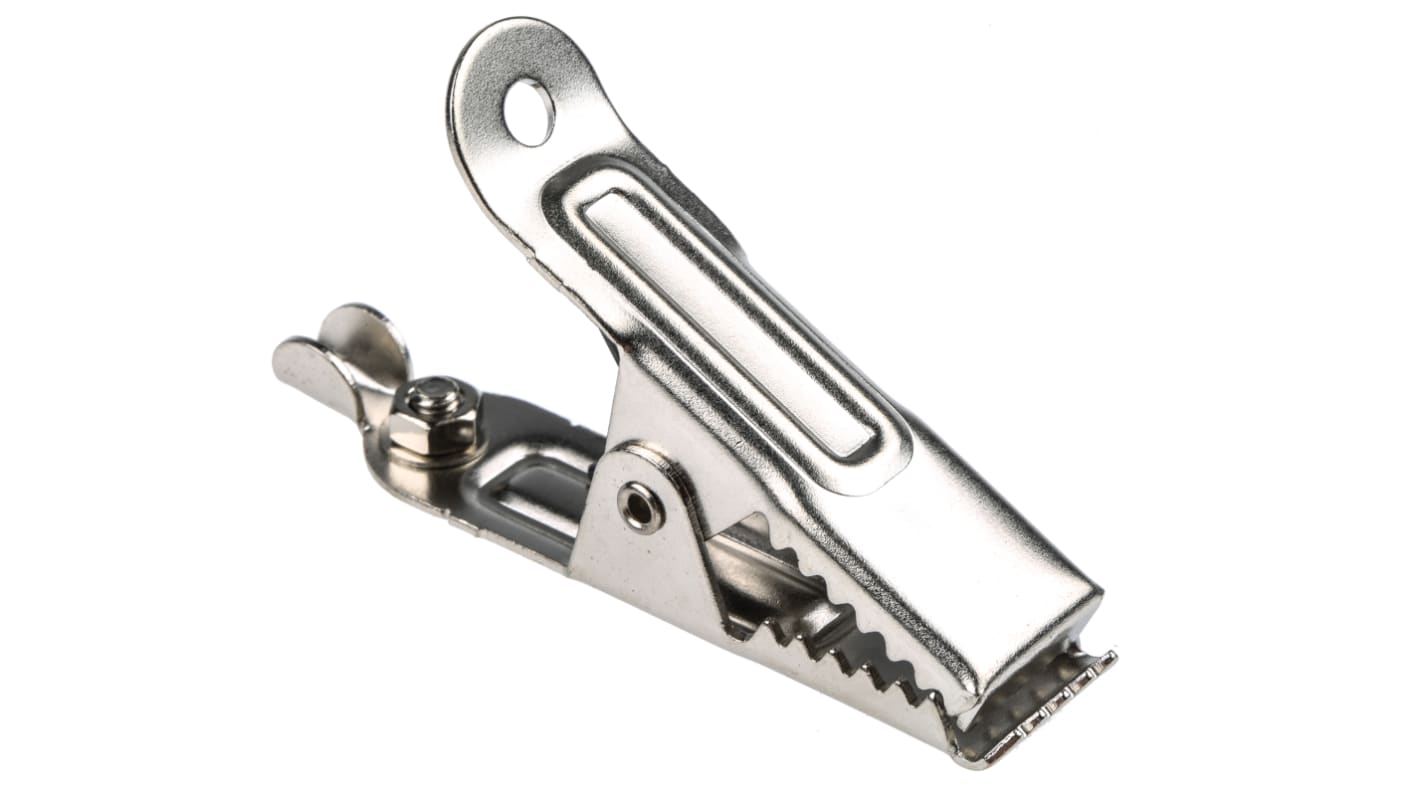 RS PRO Crocodile Clip Crocodile Clip Connection, Nickel-Plated Steel Contact, 25A, Silver