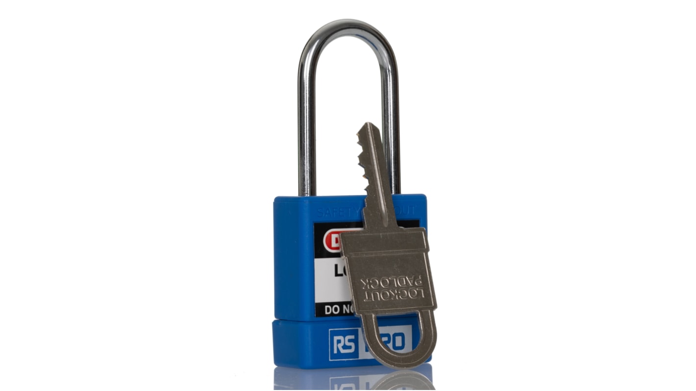 RS PRO Blue 1-Lock ABS, Steel Safety Lockout Padlocks, 5mm Shackle, 46mm Attachment