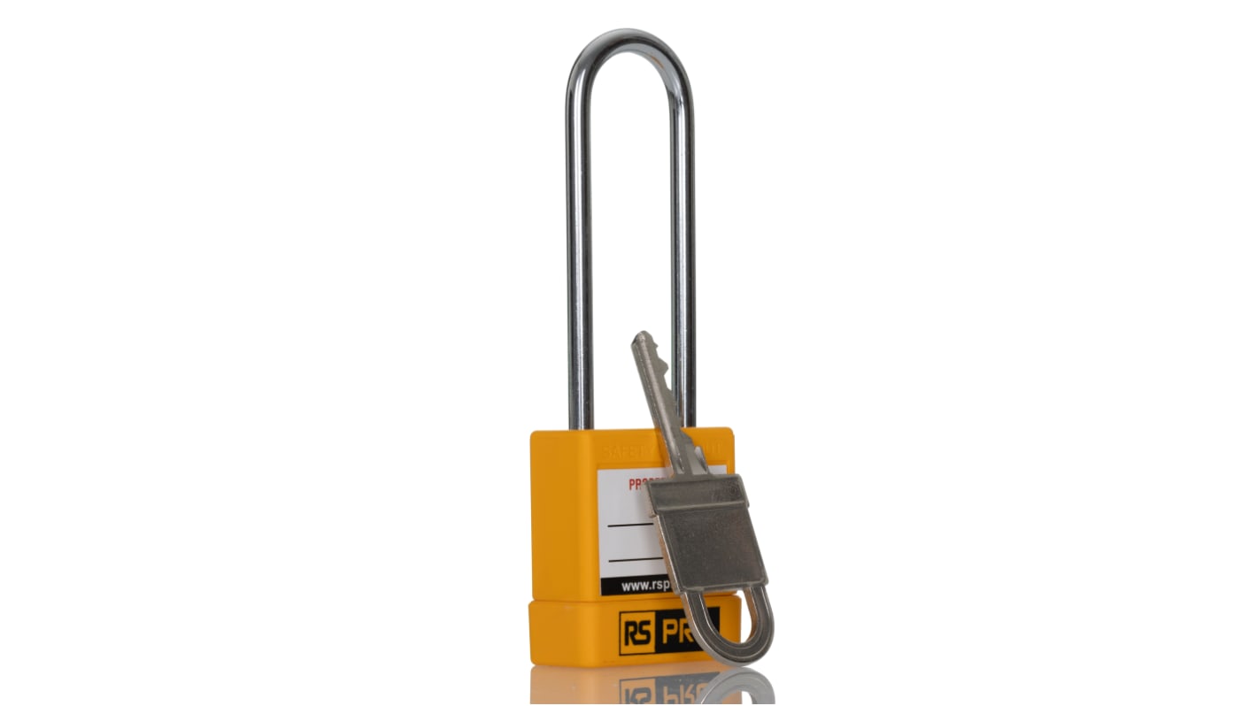 RS PRO ABS, Stahl Halter Typ Sicherheits-Vorhängeschlösser bis 73mm, Ø 5mm, 73mm, Gelb