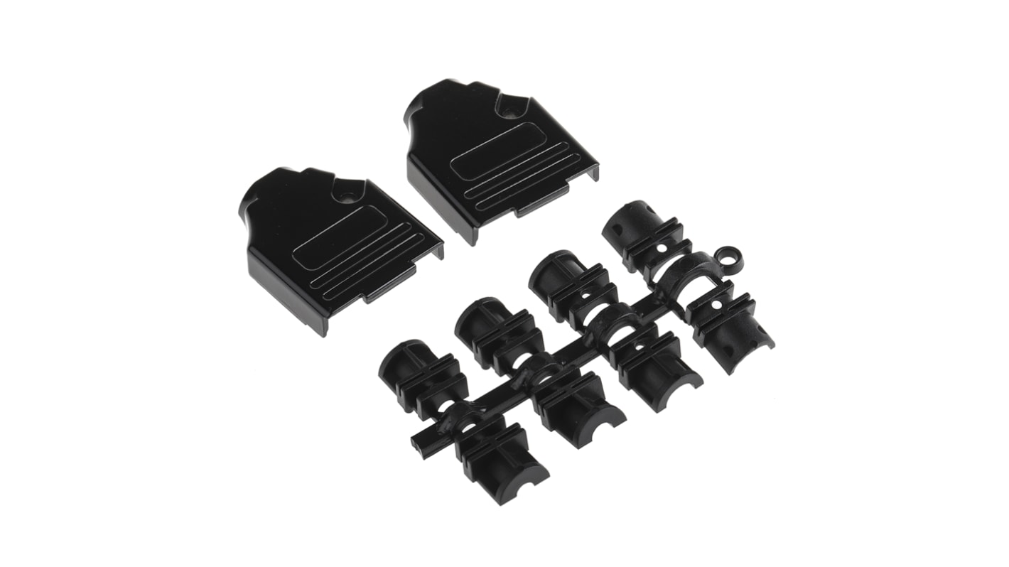 MH Connectors MHDTZK-BK Series Zinc D Sub Backshell, 9 Way, Strain Relief