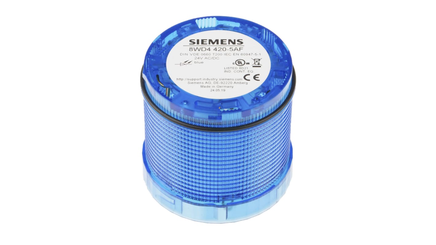 Siemens 8WD44 Series Blue Flashing Light Element, 24 V ac/dc, LED Bulb, IP65