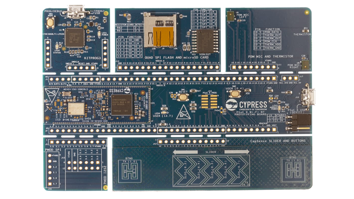 Infineon PSOC™单片机开发板, CY8C624ABZI-S2D44处理器, PSoC 6内核, PSOC™ 6 Wi-Fi BT