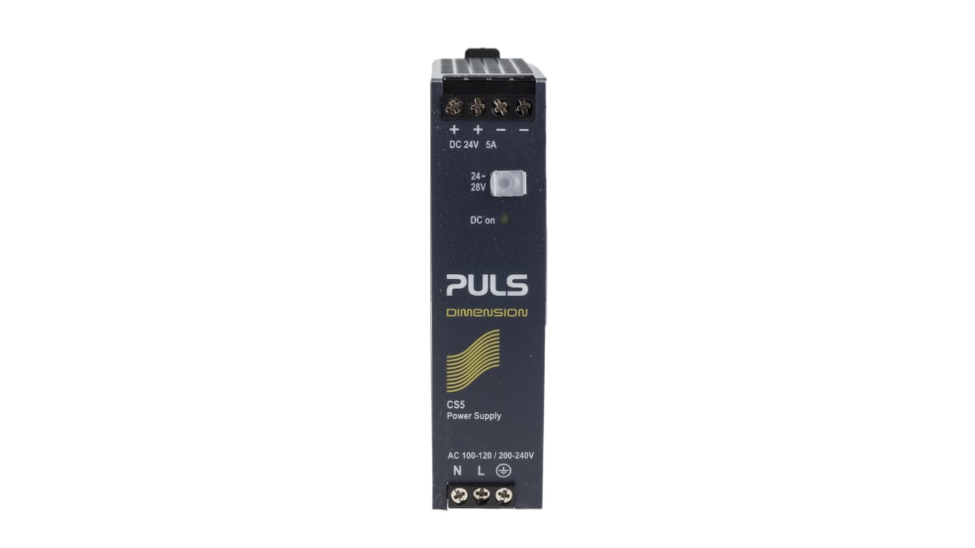 PULS C-Line DIN Rail Power Supply, 100→120V ac ac Input, 24V dc dc Output, 5A Output, 120W