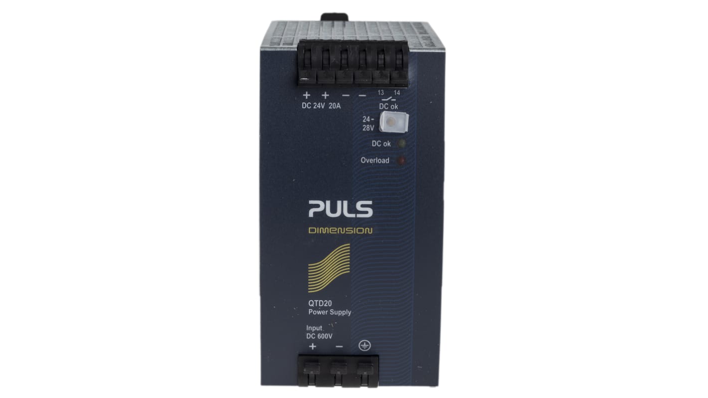 PULS DC-DCコンバータ To 24V dc ,20A ,480W DINレールマウント