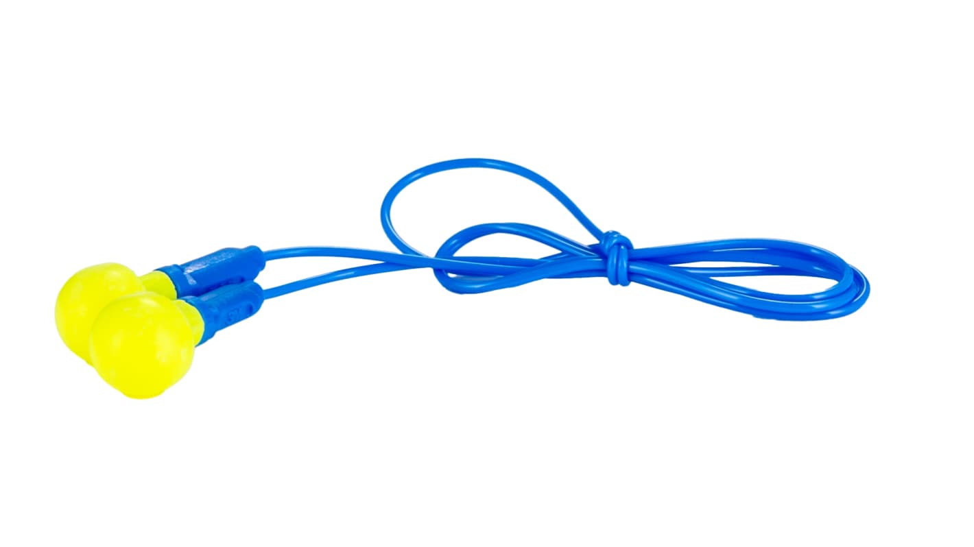 3M E.A.R Push-Ins Series Blue, Yellow Disposable Corded Ear Plugs, 35dB Rated, 100 Pairs